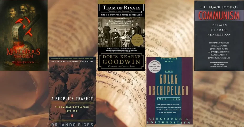 political history books including revolution, leadership, and ideology titles.